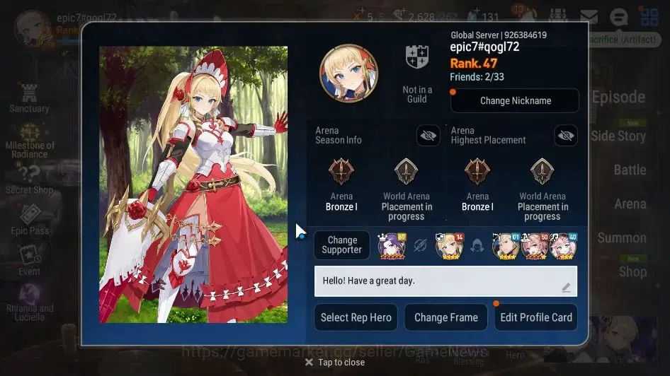 Epic Seven Accounts GLOBAL Unverif|New Era|6 ML(Arbiter Vildred,A Tywi image 2