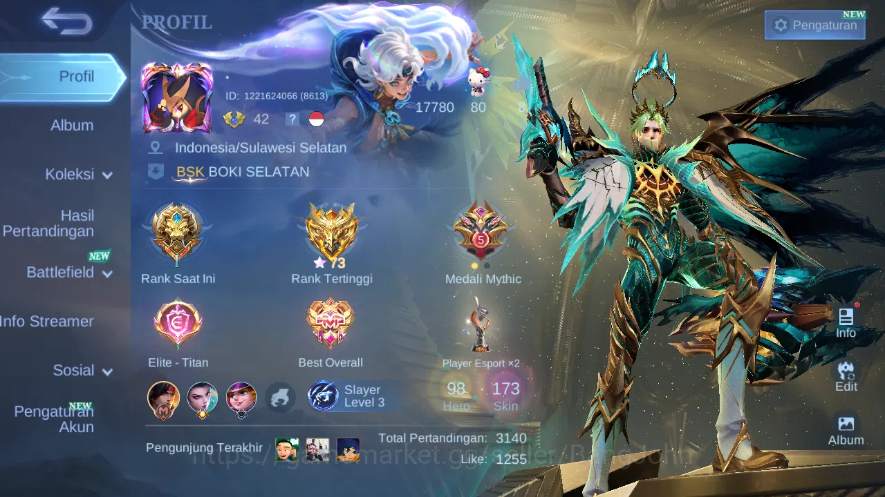 Mobile Legends: Bang Bang Accounts Hero 100 Skin 173 | Prime Granger | KOF Karina | Z image 1