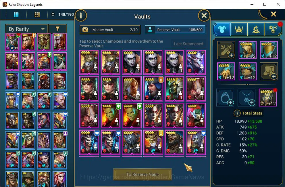 Raid: Shadow Legends Accounts Lv48 570K Power|23 Legendary(Xenomorph,Ninja,MaSha image 7