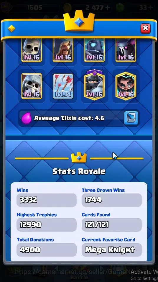Clash Royale Accounts Lv 1605|Trophy 1286|KTL 15|Card 121|8 Max|4 Hero 1 image 3