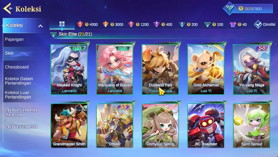 Magic Chess: Go Go Accounts High Glory 279|Bonus MLBB|37 Commander 22 Max|35 Skin|8 Special(2 GogoPass),21 Elite,6 Painted|6 8