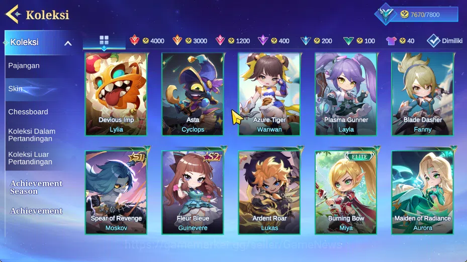 Magic Chess: Go Go Accounts High Glory 279|Bonus MLBB|37 Commander 22 Max|35 Skin|8 Special(2 GogoPass),21 Elite,6 Painted|6 9
