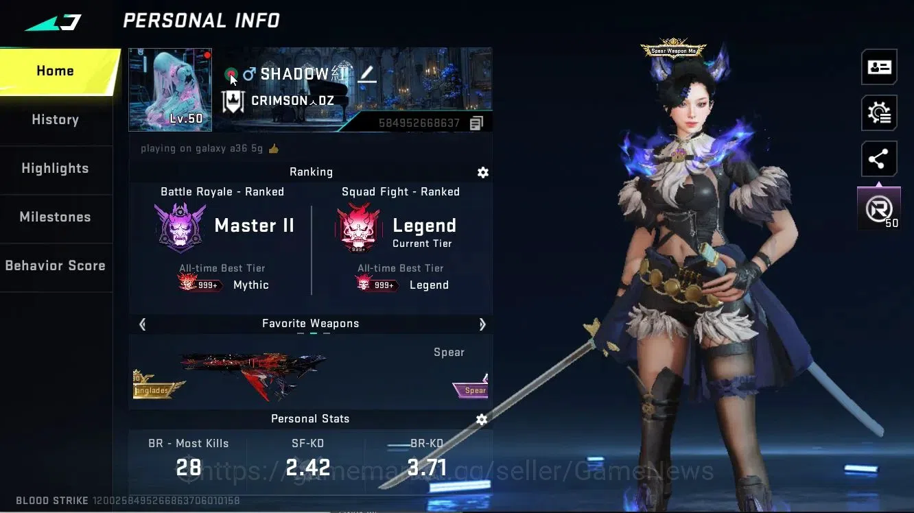 Blood Strike Accounts Asia|ETERNAL [MP5 Lv 4,DEagle]|Collab BLEACH[Byaku image 3