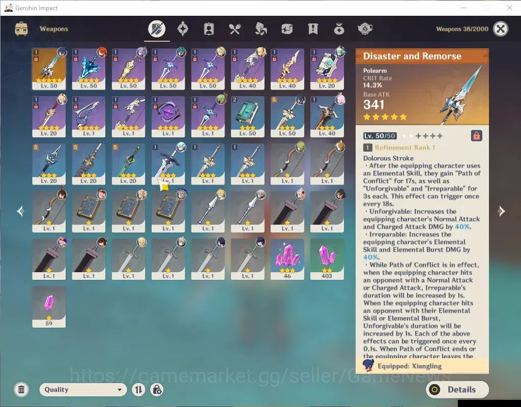 Genshin Impact Accounts ASIA|AR 35|1 Limited + 1 (*5Weapon)|Mavuika|Disast image 3