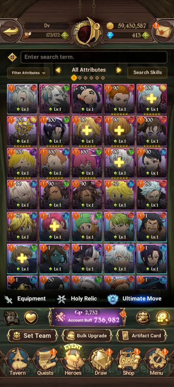 The Seven Deadly Sins: Grand Cross Accounts ASIA | 732K CC | 1 LR Elizabeth | 3 UR, ODK, Salos image 2