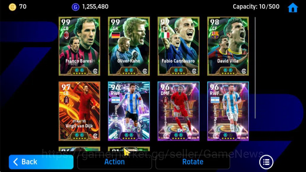 eFootball Accounts Mid-Tier Mobile|Big Time Virgil Van Dijk(Long-Reach Tackle),Franco Baresi(Fortress),David Villa(Blitz 6