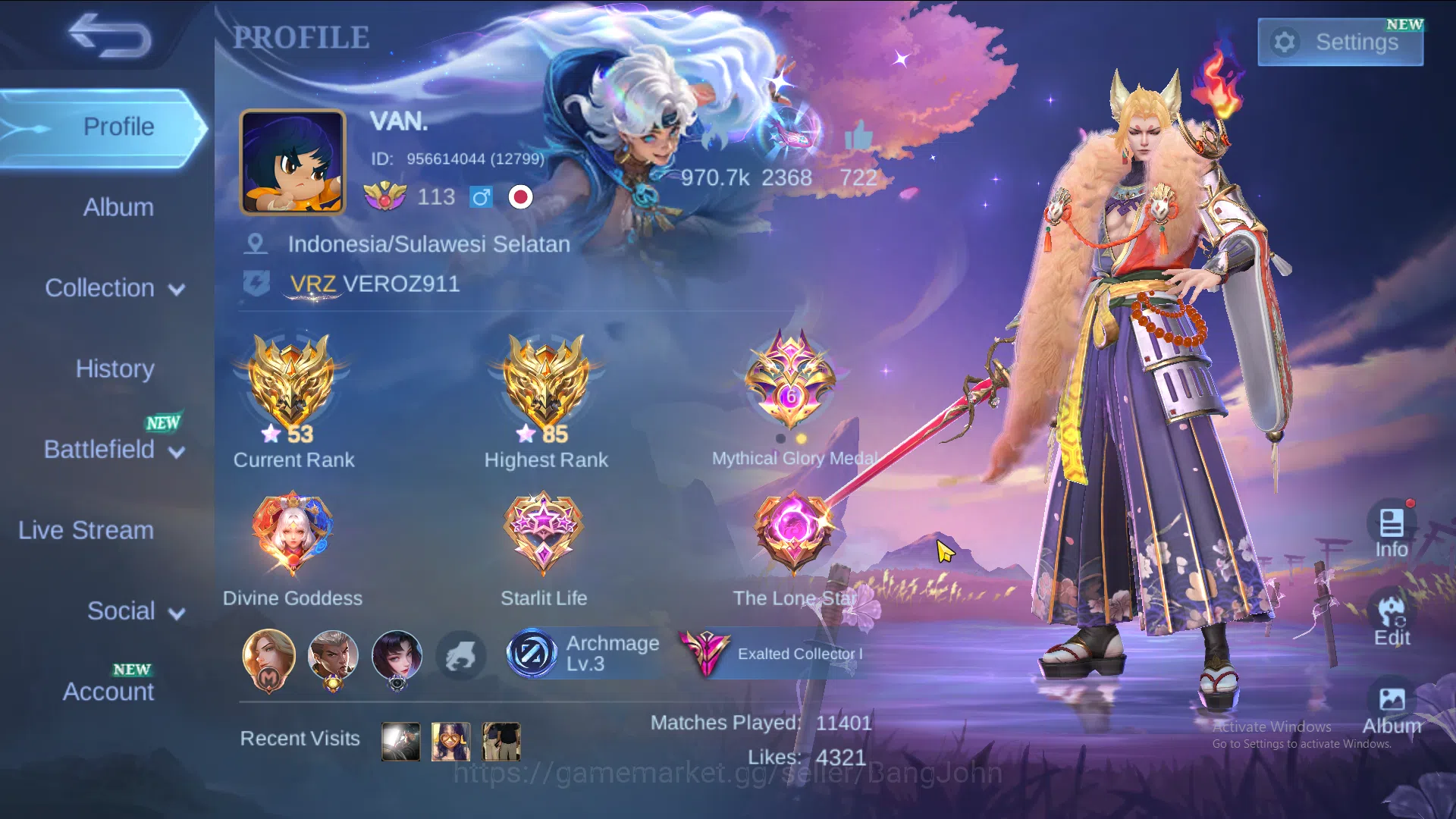 Mobile Legends: Bang Bang Accounts Hero 131 | Skin 473 | Legend Franco | Legend Luno image 1