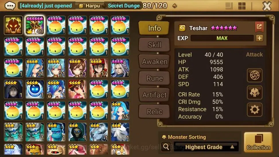 Summoners War: Sky Arena Accounts Starter GLOBAL | NB 5 TESHAR,Starter Gacha 115 12Y+160 11Y Scrool, 3 Legendary All 2