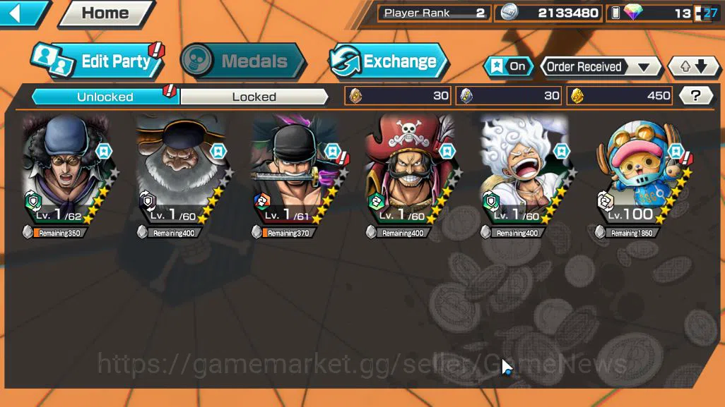 One Piece Bounty Rush Accounts Starter Global|5 EX|Five Elders ST.Saturn,Blackbeard Kuzan,KOP Gol D Roger,Gear 5 3