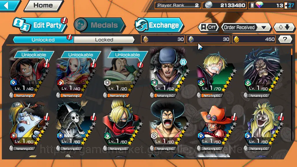 One Piece Bounty Rush Accounts Starter Global|5 EX|Five Elders ST.Saturn,Blackbeard Kuzan,KOP Gol D Roger,Gear 5 4