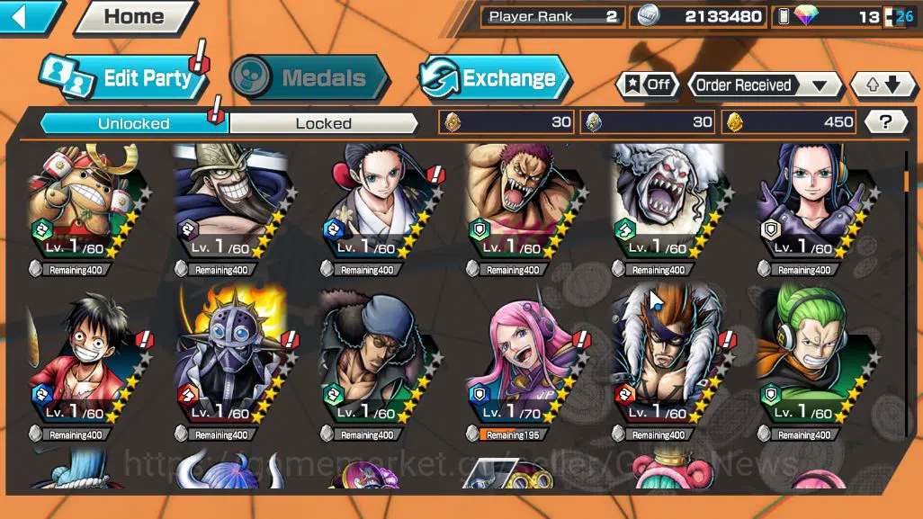 One Piece Bounty Rush Accounts Starter Global|5 EX|Five Elders ST.Saturn,Blackbeard Kuzan,KOP Gol D Roger,Gear 5 5