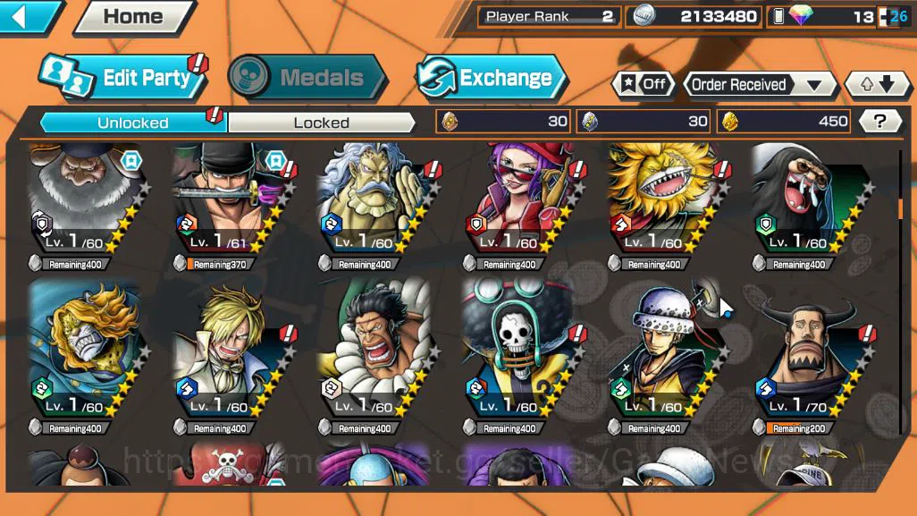 One Piece Bounty Rush Accounts Starter Global|5 EX|Five Elders ST.Saturn,Blackbeard Kuzan,KOP Gol D Roger,Gear 5 6
