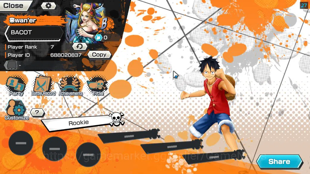One Piece Bounty Rush Accounts Starter Global|5 EX|Onigashima Zoro,BP Kuzan,5Elders Saturn,[Borsalino],4Emperor Teach|Rank 2