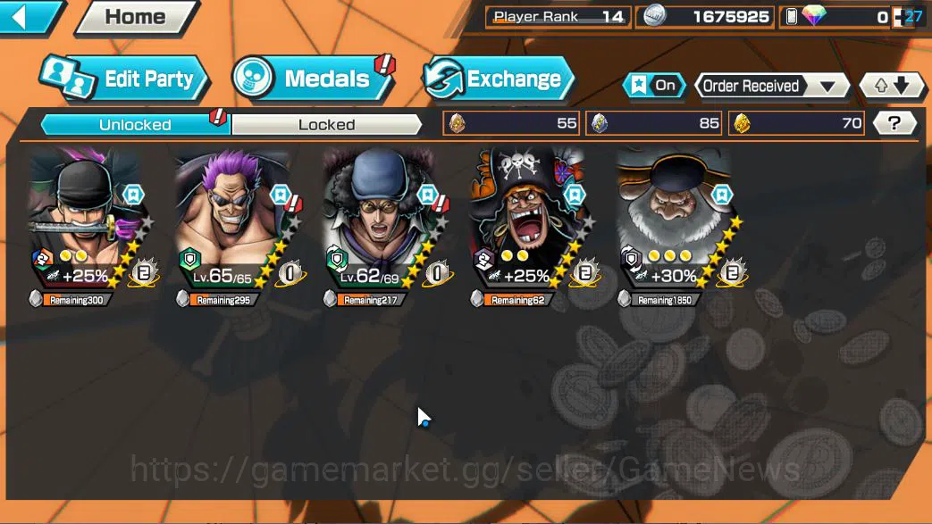 One Piece Bounty Rush Accounts Starter Global|5 EX 1MAX|T5E ST.Jaygarcia,RO Roronoa Zoro,TFE Marsahall D.Teach,Blackbeard 4