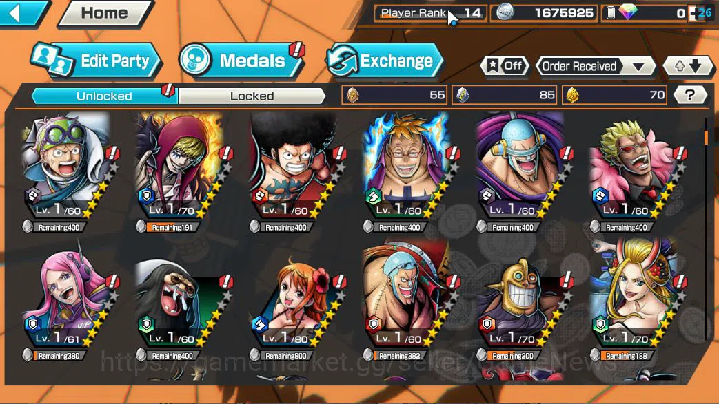 One Piece Bounty Rush Accounts Starter Global|5 EX 1MAX|T5E ST.Jaygarcia,RO Roronoa Zoro,TFE Marsahall D.Teach,Blackbeard 6