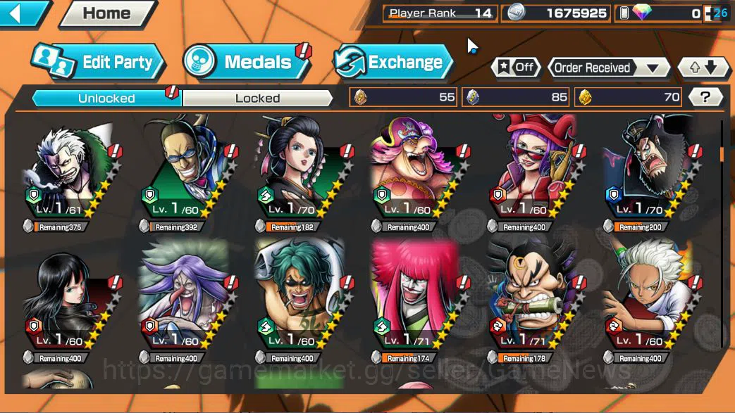 One Piece Bounty Rush Accounts Starter Global|5 EX 1MAX|T5E ST.Jaygarcia,RO Roronoa Zoro,TFE Marsahall D.Teach,Blackbeard 7