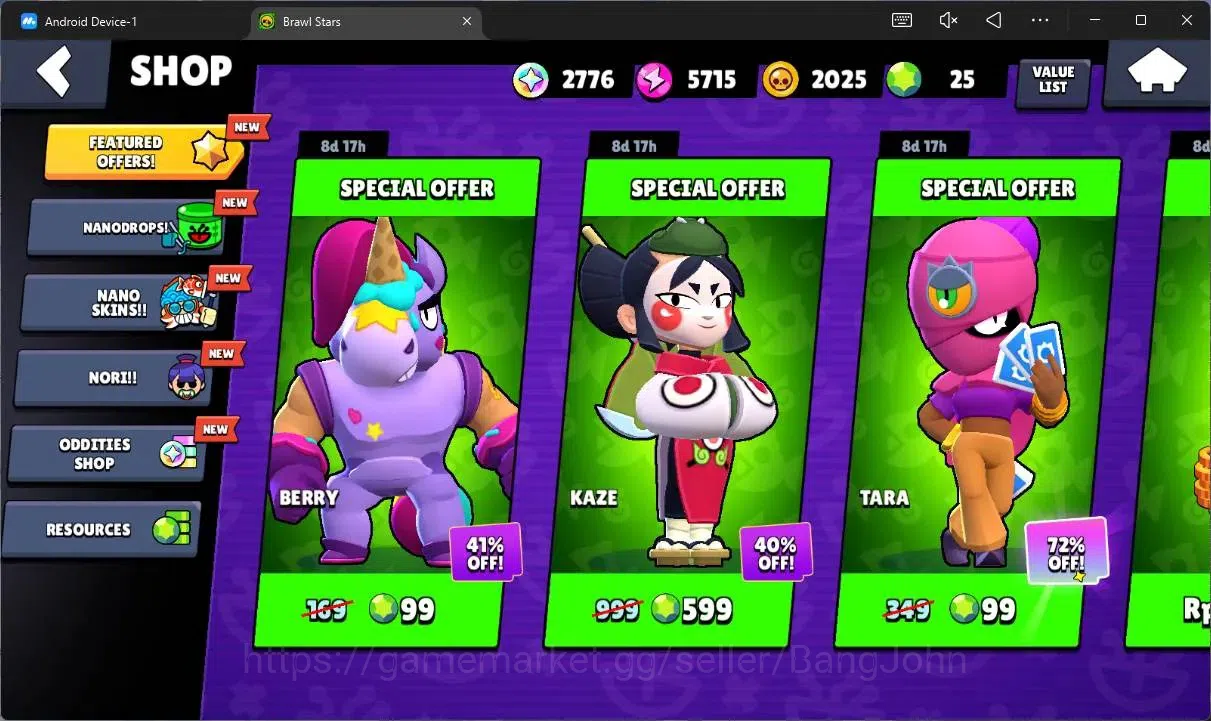 Brawl Stars Accounts Thropy 619|12 Brawler|1 Max HC(Shelly)|3 Mythic(Otis,Tara,Edgar),2 Epic(Edgar,Shelly)|2776 B|ProtectOff 4