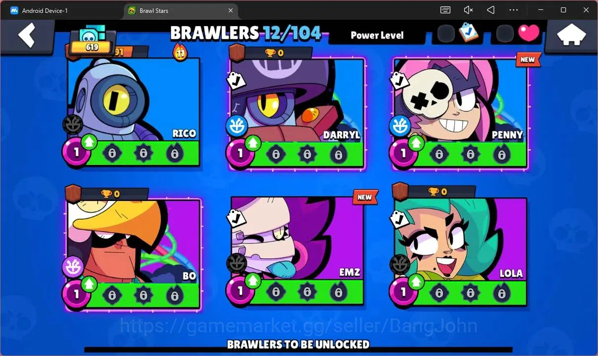 Brawl Stars Accounts Thropy 619|12 Brawler|1 Max HC(Shelly)|3 Mythic(Otis,Tara,Edgar),2 Epic(Edgar,Shelly)|2776 B|ProtectOff 6