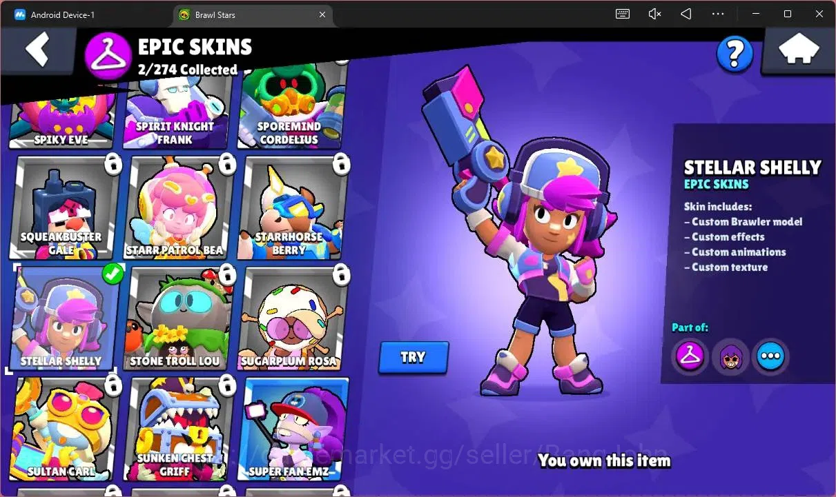 Brawl Stars Accounts Thropy 619|12 Brawler|1 Max HC(Shelly)|3 Mythic(Otis,Tara,Edgar),2 Epic(Edgar,Shelly)|2776 B|ProtectOff 9