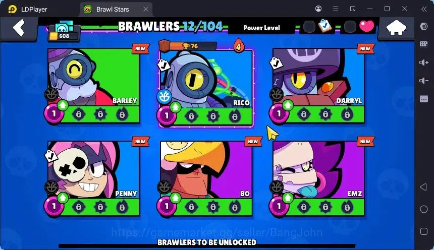 Brawl Stars Accounts Trophy 608 |12 Brawler|3 Power 6