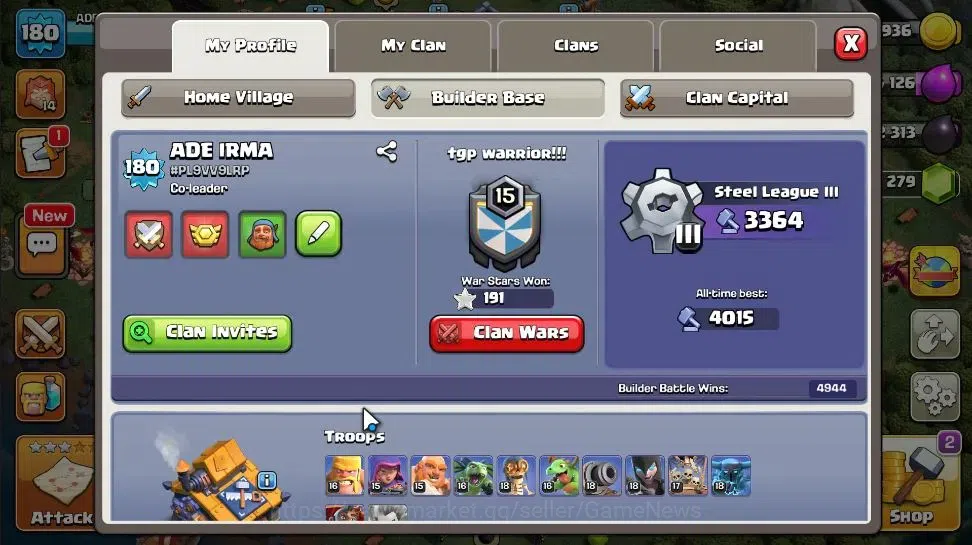 Clash of Clans Accounts LV 180|TH 14 - BH 10||Limited Skin|BK 71,AQ 68,GW  image 5
