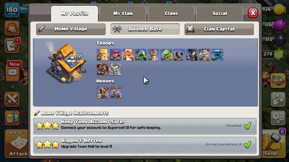 Clash of Clans Accounts LV 180|TH 14 - BH 10||Limited Skin|BK 71,AQ 68,GW  image 6
