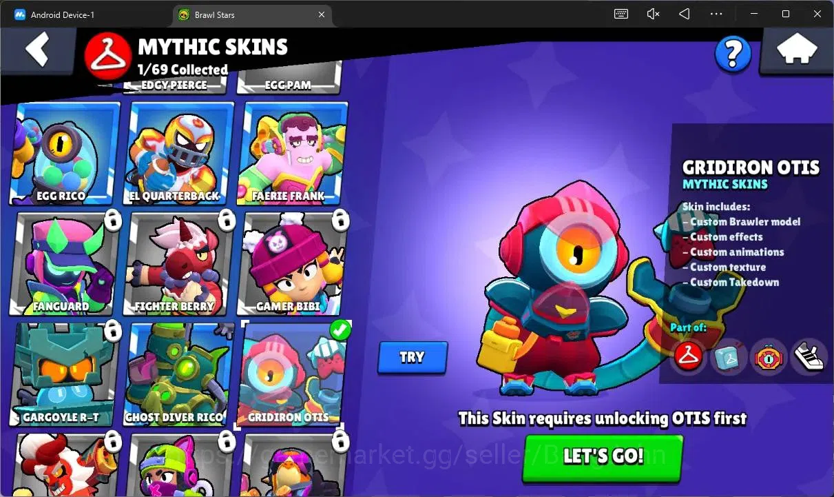 Brawl Stars Accounts Trophy 594|13 Brawler|1 Max HC(Shelly)|1 Mythic(Otis),2 Epic(Edgar,Frank),1 SuperRare(Frank)|2913 11