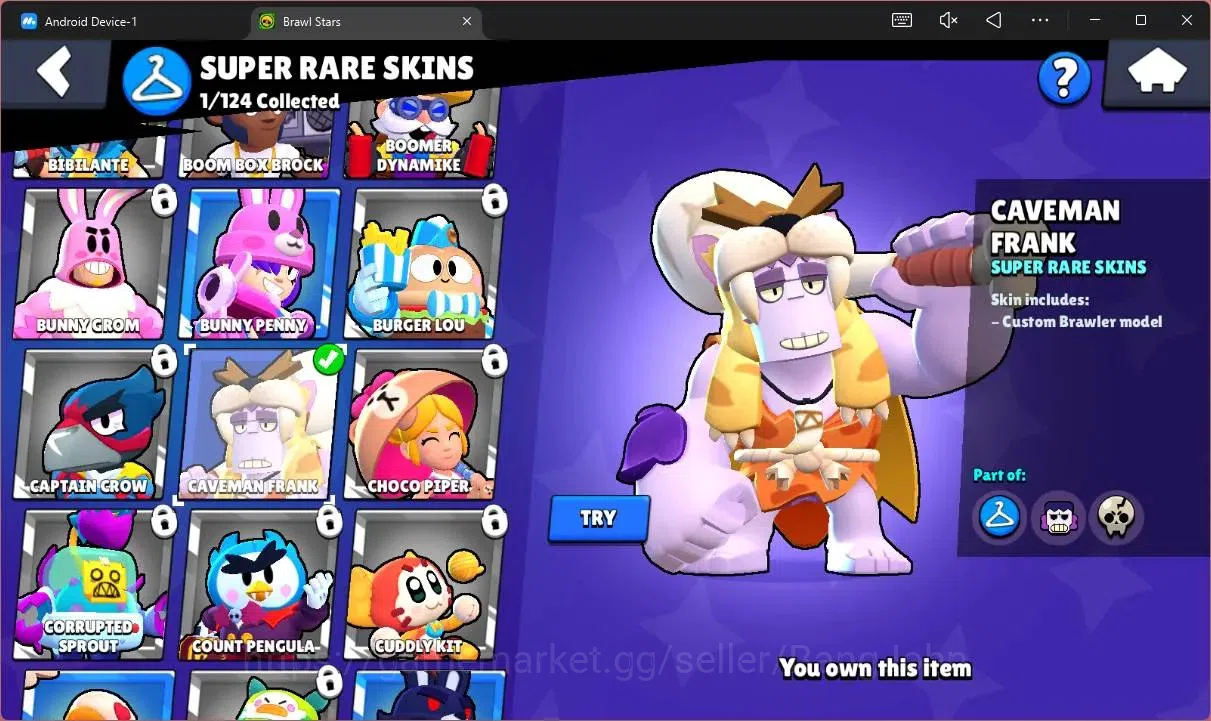 Brawl Stars Accounts Trophy 594|13 Brawler|1 Max HC(Shelly)|1 Mythic(Otis),2 Epic(Edgar,Frank),1 SuperRare(Frank)|2913 8