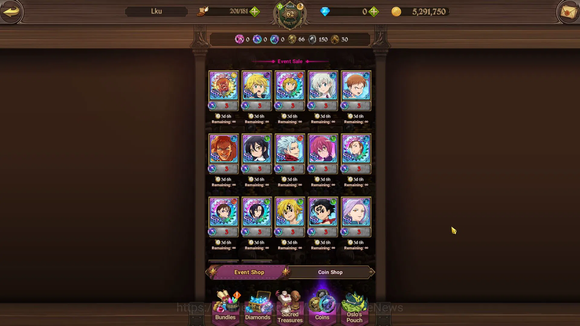The Seven Deadly Sins: Grand Cross Accounts Global | 1M CC | Starter Ch4 | 5 UR | Salos,Merlin image 8