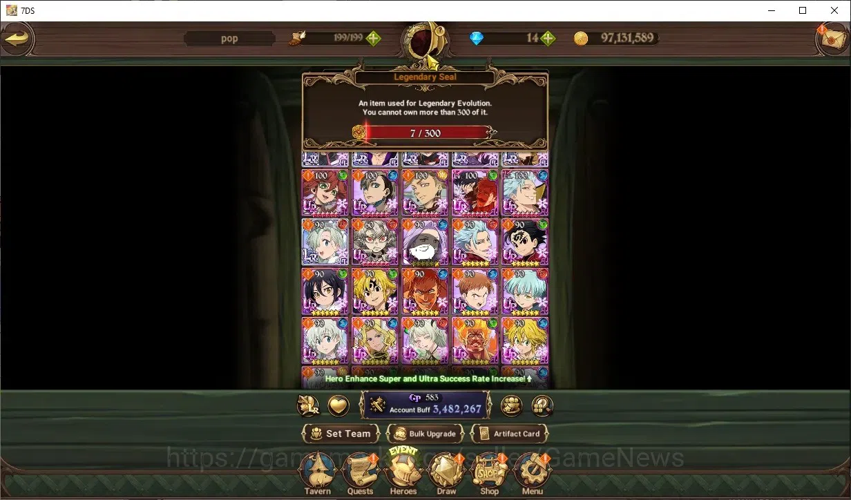 The Seven Deadly Sins: Grand Cross Accounts Endgame Asia|3,4M CC|7 LS|6 LR+11 UR+Full Collab 1