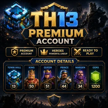 Clash of Clans Accounts Builder Base TH13 Low Price CoC Account | XP172 | Heroes 51-50-44-34-15 | 1475 Gems | 500 Name