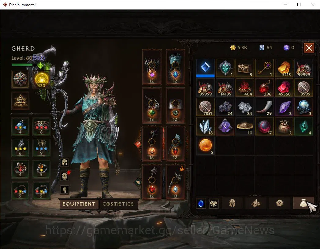 Diablo Immortal Accounts SEA-ANU|Lv60(582)|Druid|35k CR|Reso 420|Paragon Ma image 6