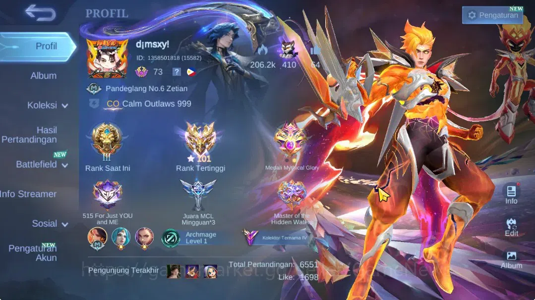 Mobile Legends: Bang Bang Accounts Hero 129|Skin 228|High Immo 101|Prime Claude,Lbox( image 2