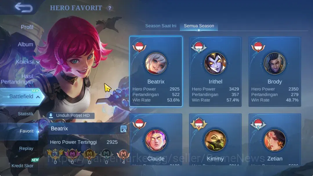 Mobile Legends: Bang Bang Accounts Hero 129|Skin 228|High Immo 101|Prime Claude,Lbox( image 5