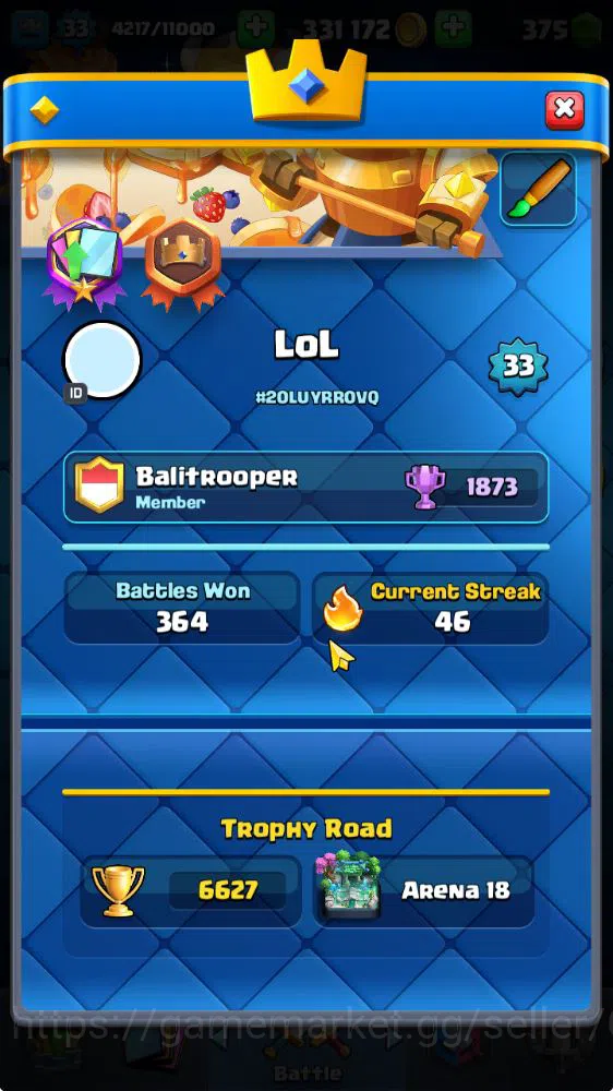 Clash Royale Accounts Lv 33|Trophy 6627|KTL 11|Limited Skin|Card 116| 1  image 2