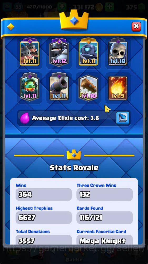 Clash Royale Accounts Lv 33|Trophy 6627|KTL 11|Limited Skin|Card 116| 1  image 3