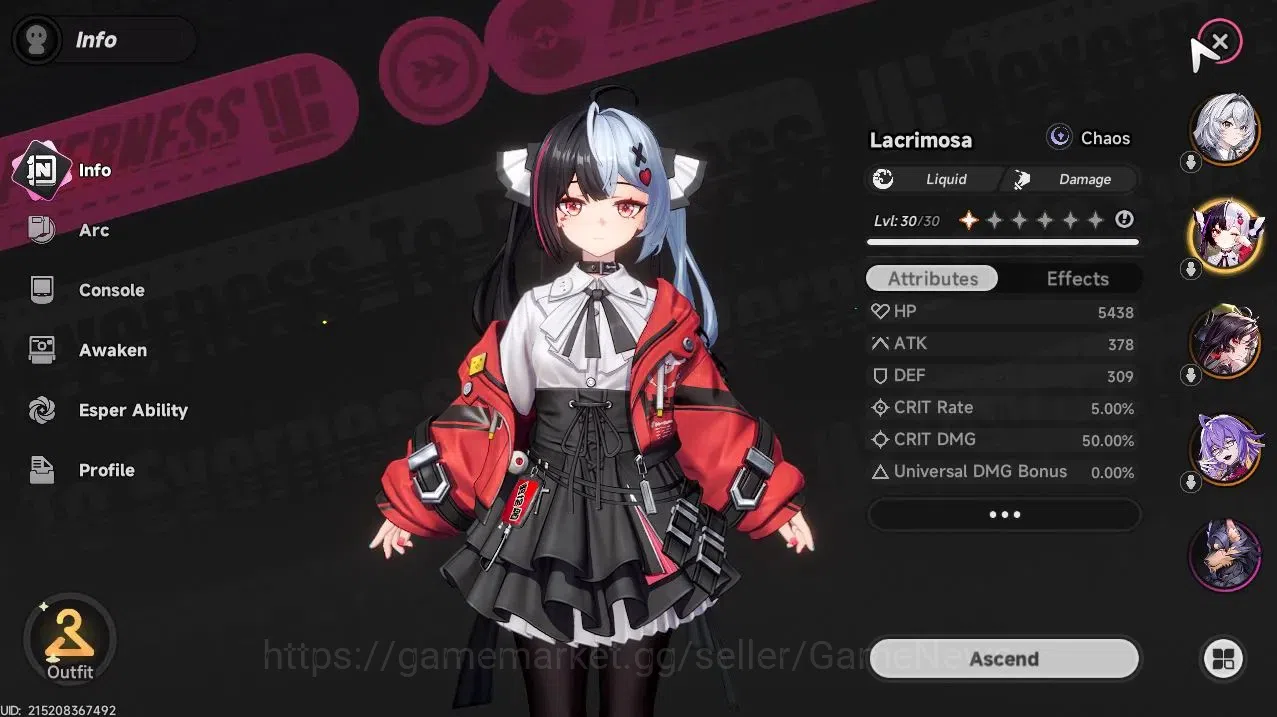 Neverness to Everness Accounts GLOBAL SEA|HL 15|TL 1|Lacrimosa,Hotori,Fadia|Tomat image 3
