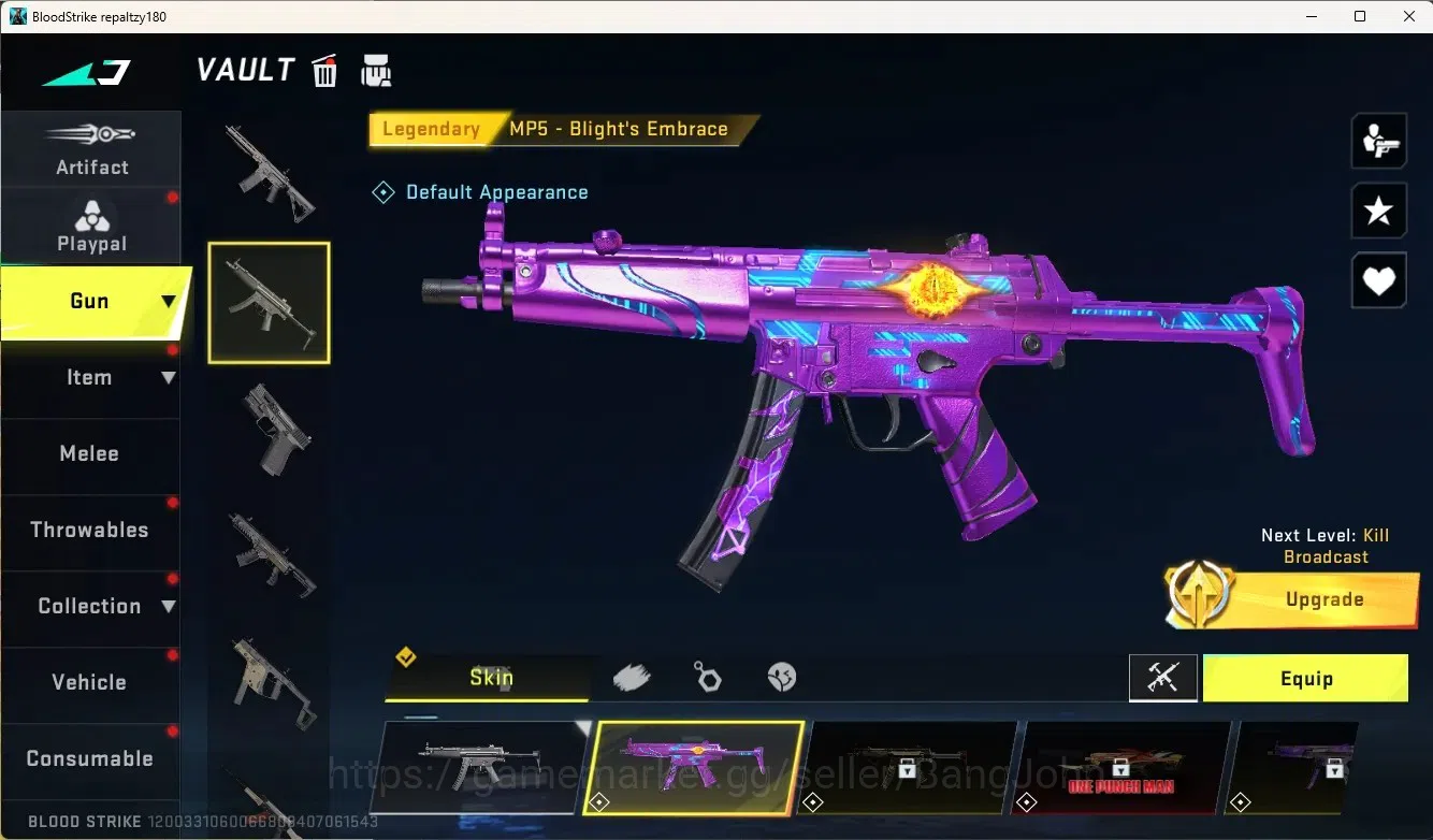 Blood Strike Accounts Others ASIA | 1 Eternal Gun: AUG - Empyrean | 1 Legendary Gun | 1 Name-Changing Card | Check SS BS1920B 3