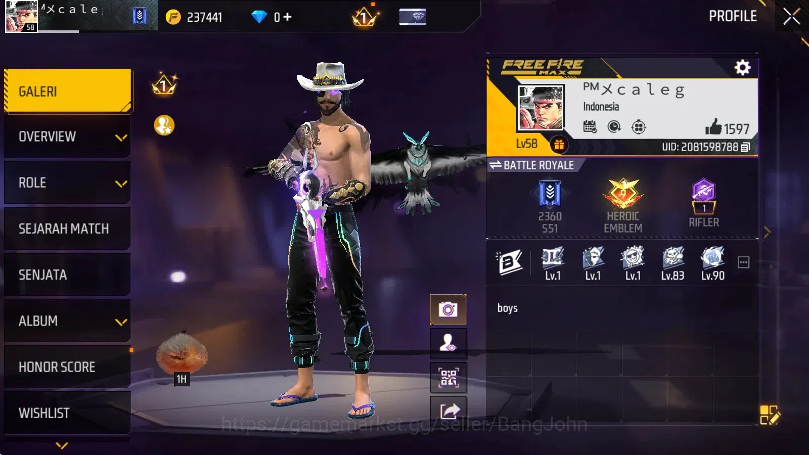 Free Fire Accounts Indonesia|Vault 210|M1887-Sterling Conqueror&Mamba image 1