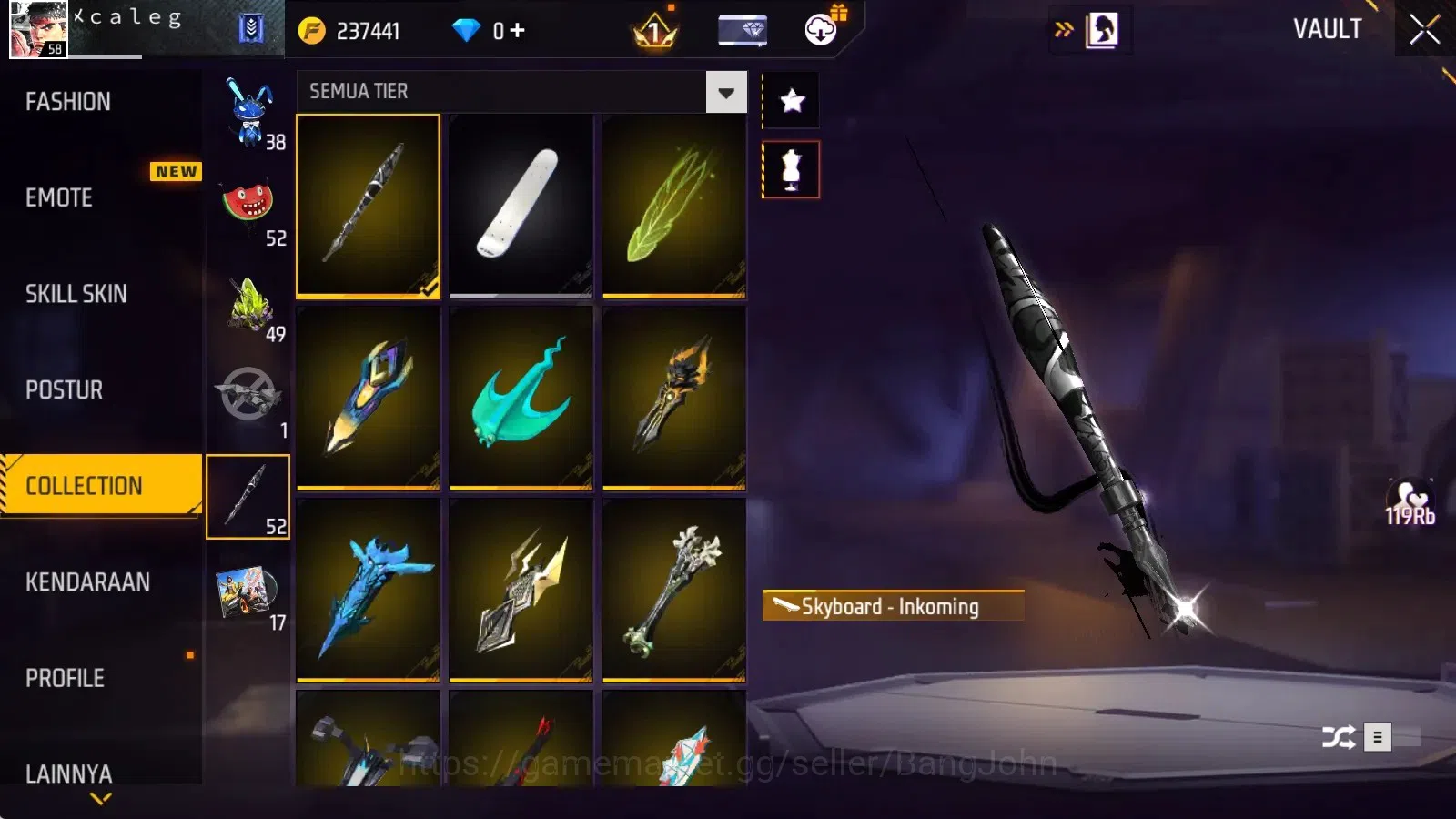 Free Fire Accounts Indonesia|Vault 210|M1887-Sterling Conqueror&Mamba image 18