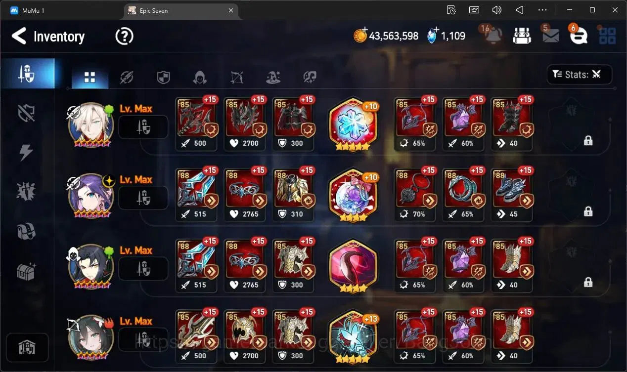 Epic Seven Accounts Global Unverif |15 ML(B Arunka,E Ilynav,NM Luna,Rn image 17