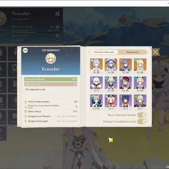 Genshin Impact Accounts Mid Game Asia|AR 44|1 Limited (Odette) Stellar Swirl + 2 Standard (Mizuki,Keqing)|All Unset|Female