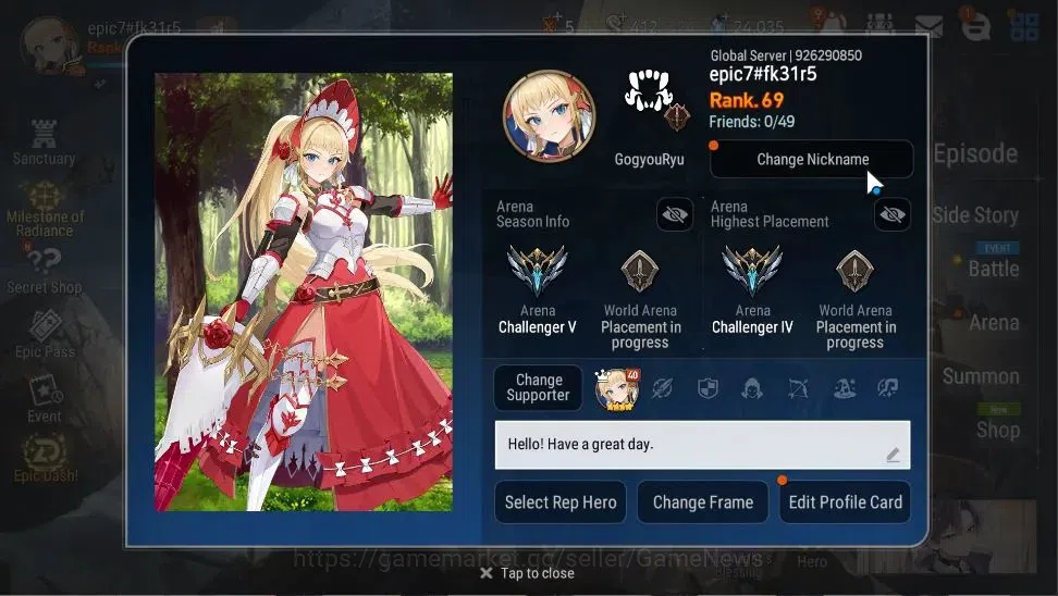 Epic Seven Accounts Global|UnVerif|19 ML(SN Yulha,Notos,Rhianna&Luciel image 2
