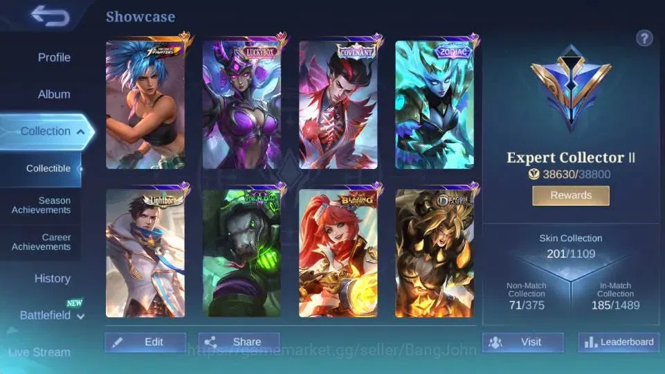 Mobile Legends: Bang Bang Accounts Global|Skin 201|Expert|KOF Karina,LuckyBox Karina, image 20