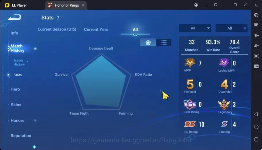 Honor of Kings Accounts Global | 55H 30S | LEGEND Lady Sun,Angela & Many E image 2