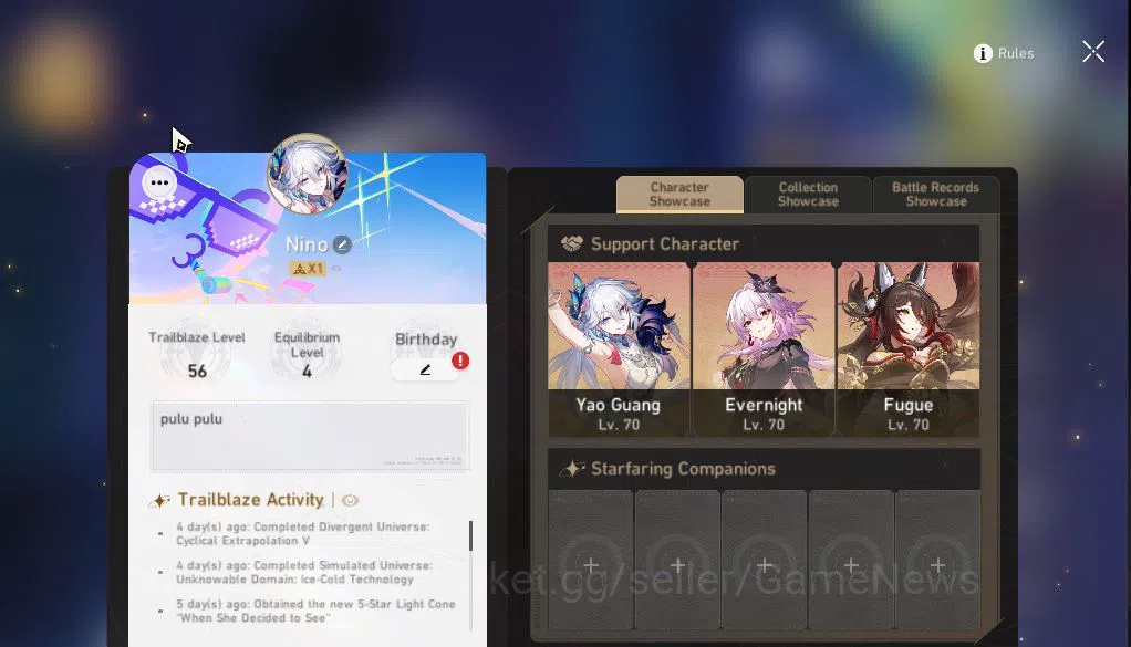 Honkai Star Rail Accounts Asia|TL 56|6 Limited|Yao Guang+Sign,Evernight,Fugu image 2