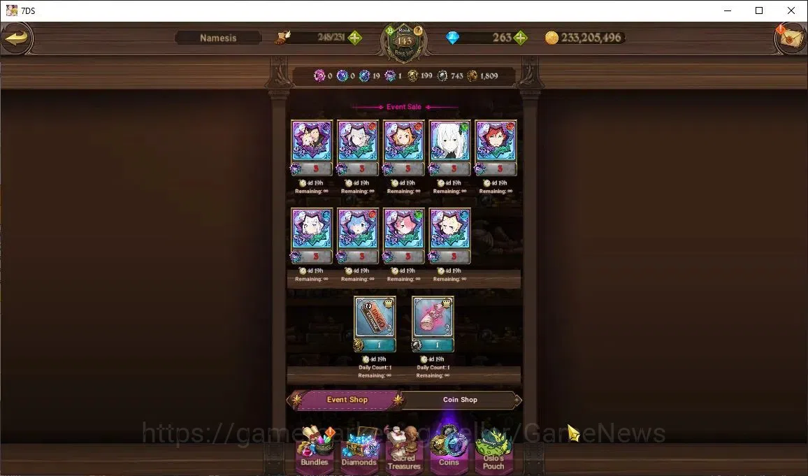 The Seven Deadly Sins: Grand Cross Accounts Endgame Asia|7M CC|120 LS+263 DM|6 LR+15 UR+Many 17