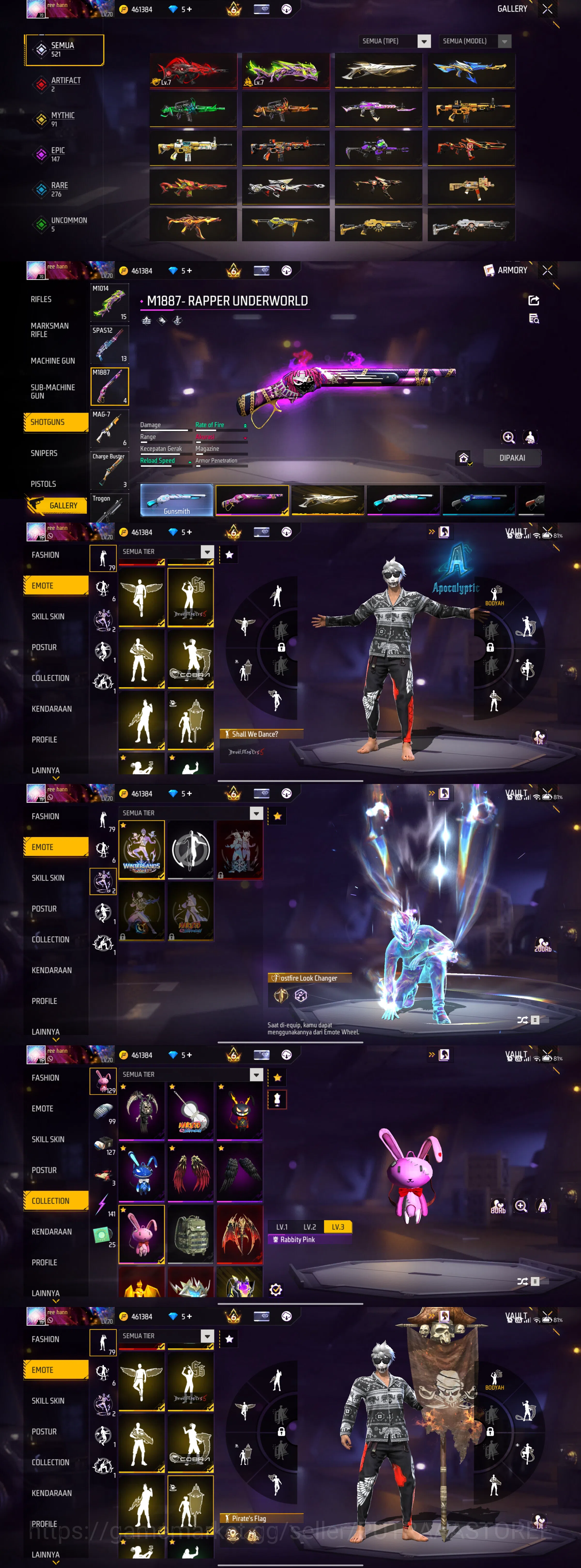 Free Fire Accounts -bubdle w hinterland, bundle cobra, bundle rampage image 3