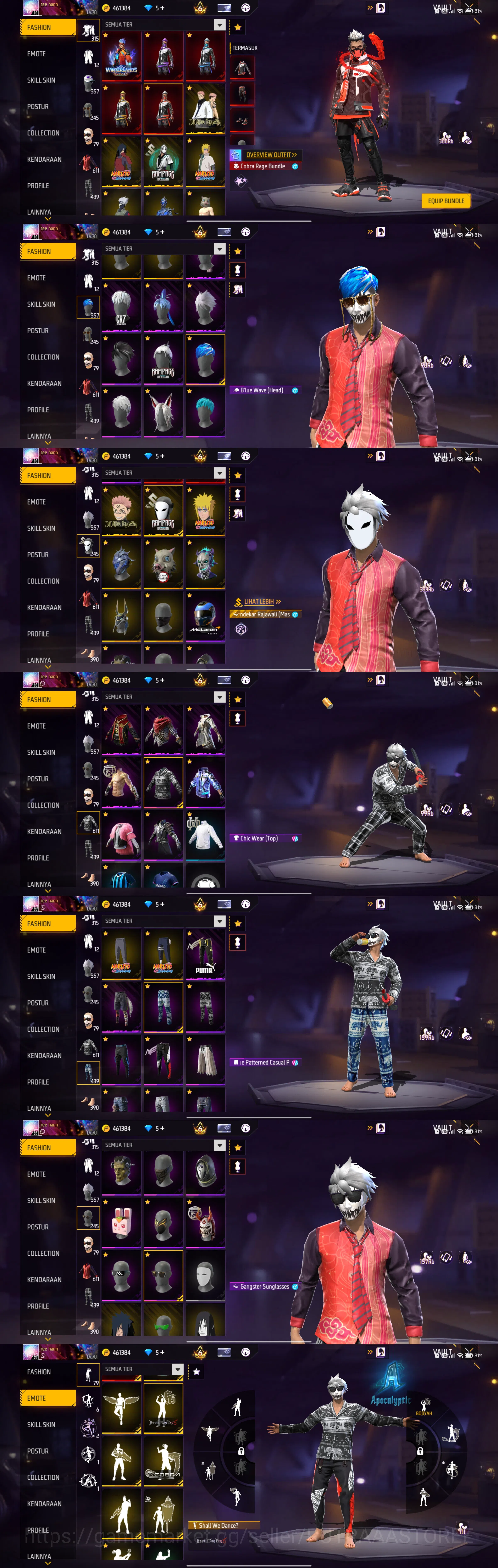 Free Fire Accounts -bubdle w hinterland, bundle cobra, bundle rampage image 4