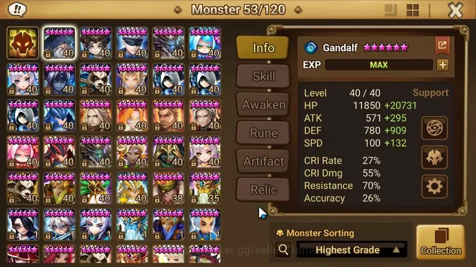 Summoners War: Sky Arena Accounts ASIA Lv100|1 LD[JAGER]|53 Total NB5[Gandalf,Legola image 18